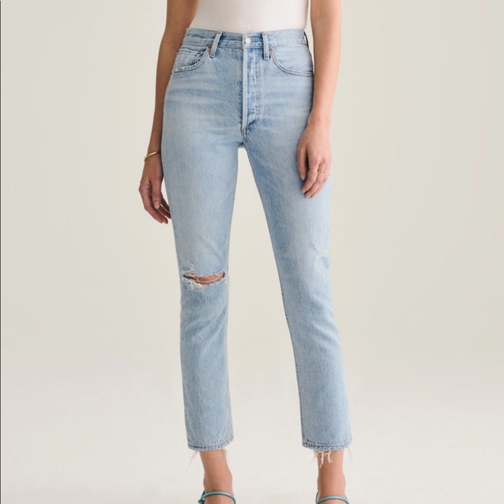 AGOLDE Riley high rise straight jean in shatter